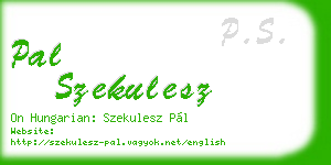 pal szekulesz business card
