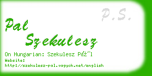 pal szekulesz business card